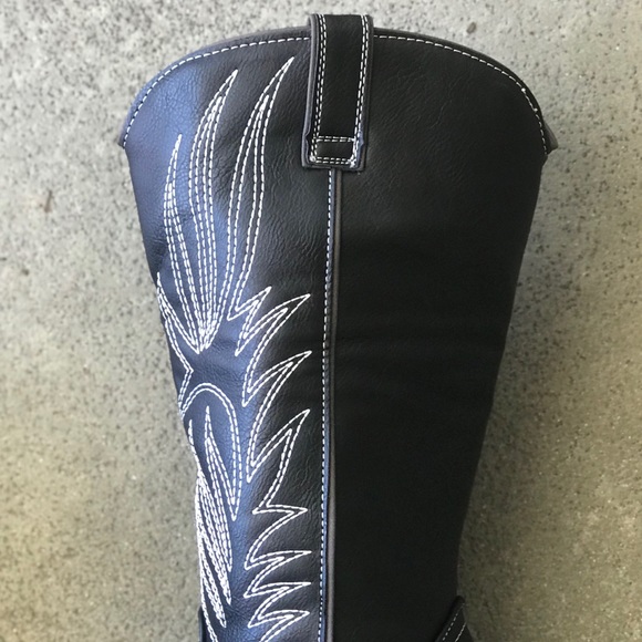 Qupid Festival Black Embroidered Cowboy Boots - Picture 8 of 8